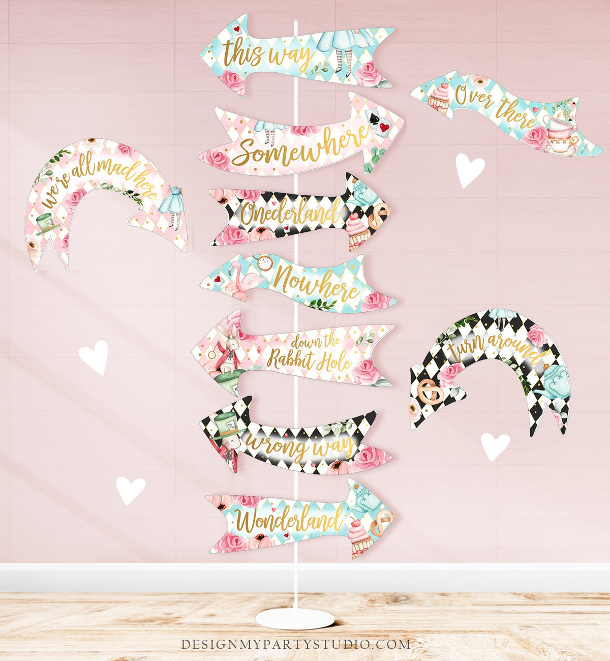 138 PCs Alice in Wonderland 1st Birthday Party Decorations, Hombae Alice in  Onederland First Backdrop Balloon Garland Arrow Sign Monthly Photo