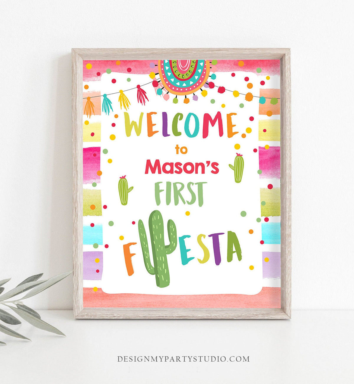 Mexican Fiesta Birthday Welcome Sign Editable Template, Cactus Hat Mex –  Puff Paper Co