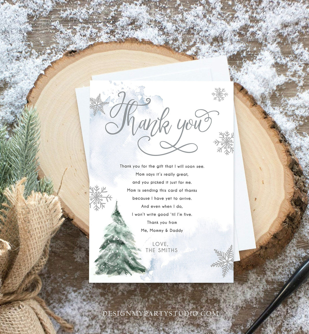 Winter Floral Thank You Card – The Invite Lady