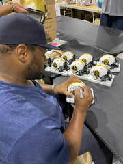 Jerome Bettis signing lunar Steelers Mini Helmets
