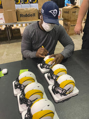 Eric Dickerson signing Lunar Mini Helmets