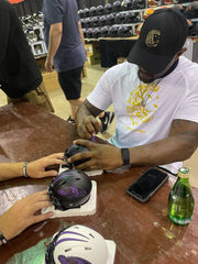 Ray Lewis signing Ravens Eclipse Mini Helmet