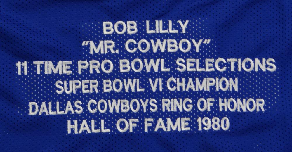 BOB LILLY DALLAS COWBOYS SIGNED SEWN PRO STYLE FOOTBALL BLUE