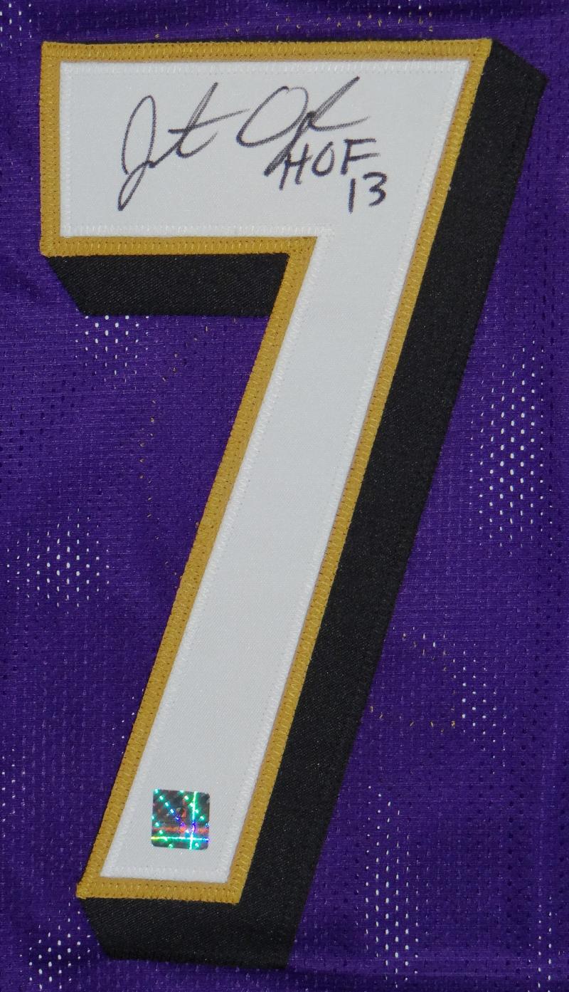 Jonathan Ogden Autographed Purple Pro Style Jersey w/ HOF- Jersey