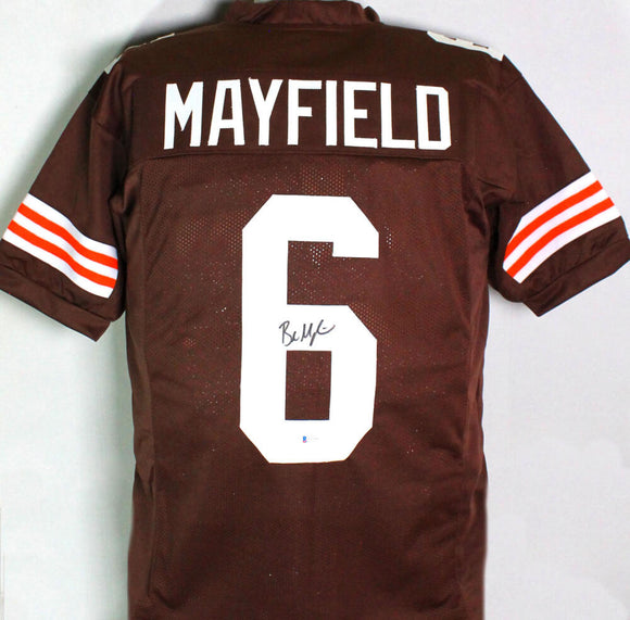 The Jersey Source Baker Mayfield Autographed Brown Pro Style Jersey- Beckett W *Black *M6