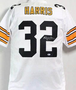 Franco Harris Autographed White Pro Style Jersey - Beckett Auth *2