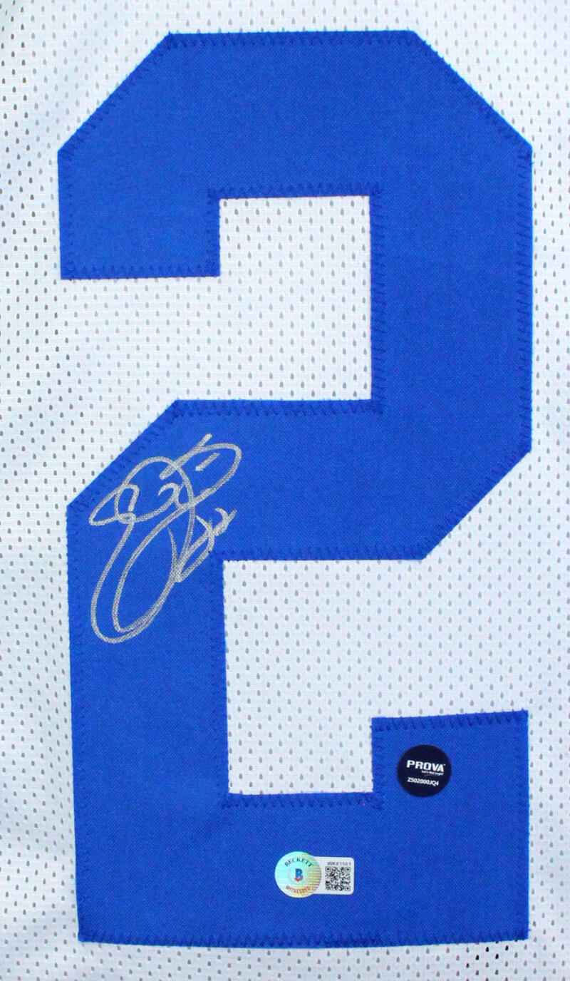 Emmitt Smith Autographed Dallas Cowboys Custom Size XL Blue Jersey BAS