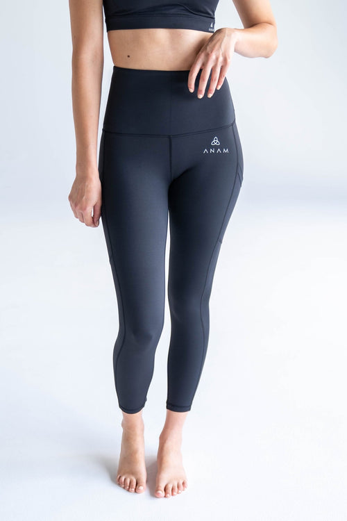 Women w/ Control Regular Reversible No Side Seam Leggings Black/Navy L  A384086