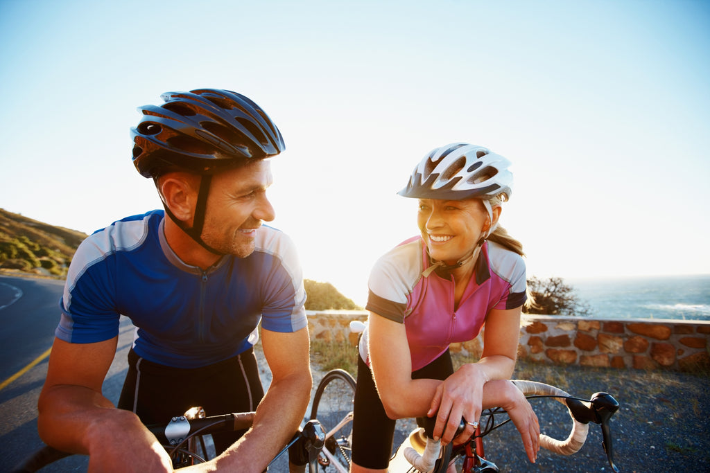 couple biking