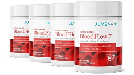 Four containers of Juvenon's blood flow-7 supplement