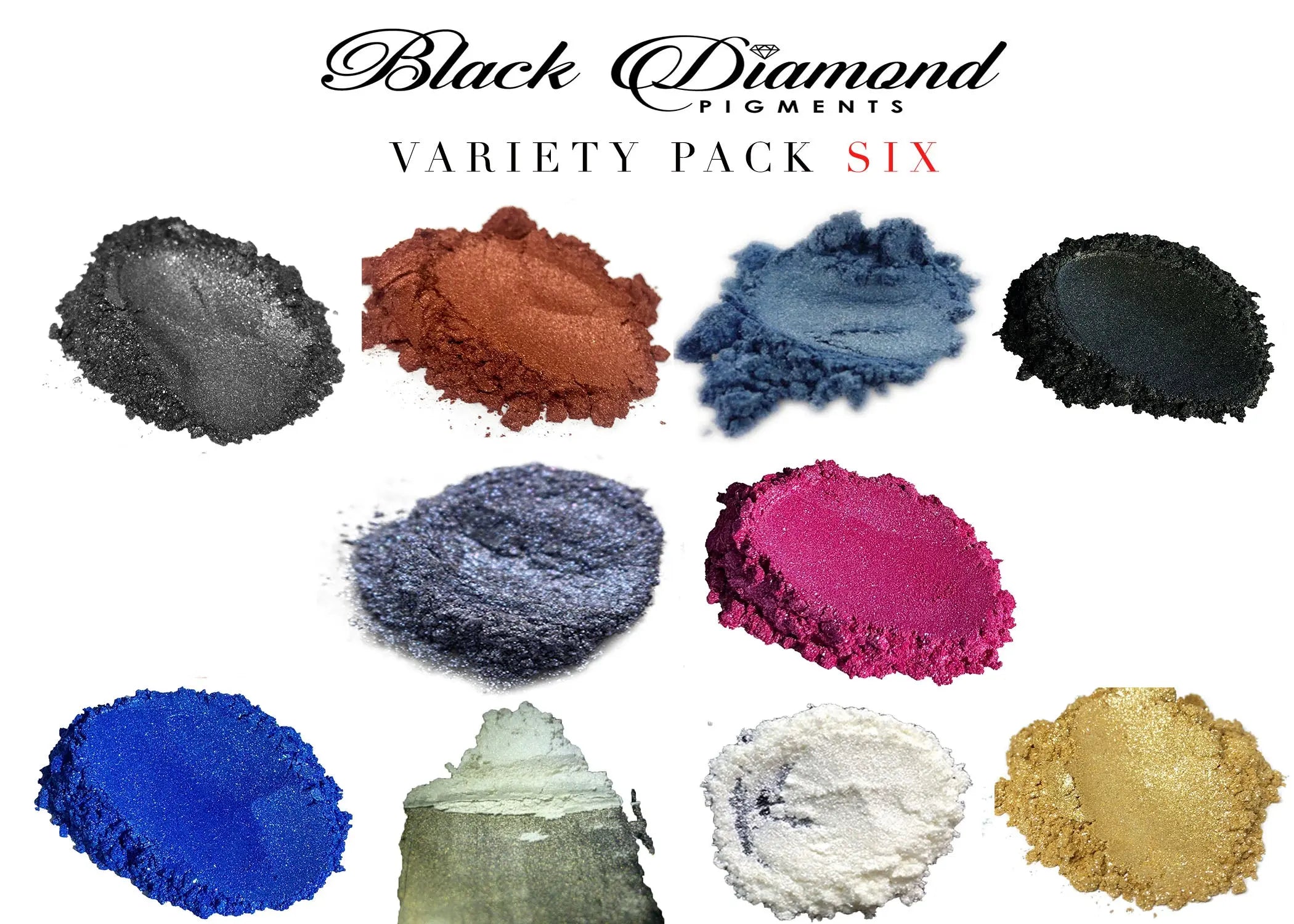 VARIETY PACK 1 (10 COLORS) powder pigment packs Black Diamond Pigments