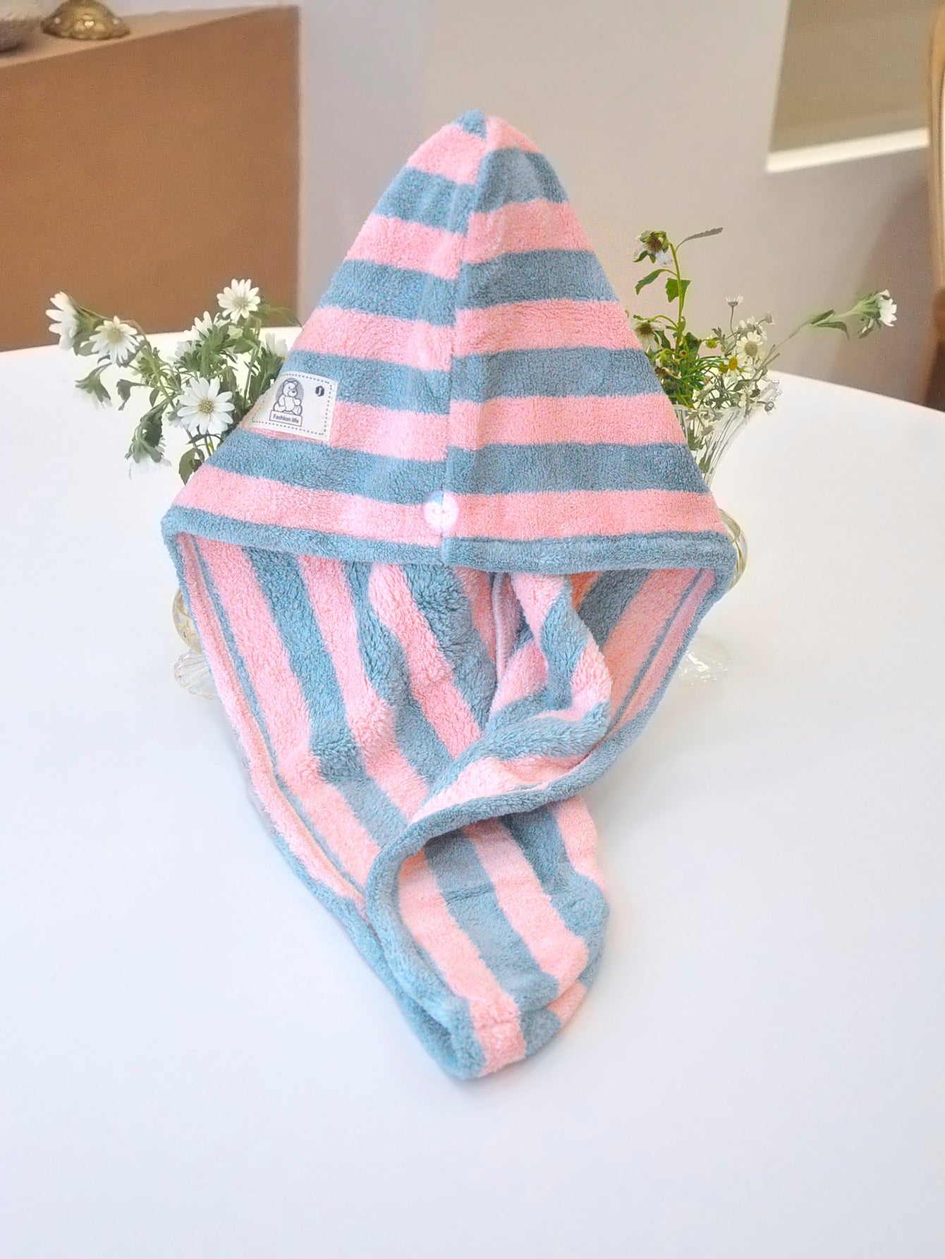 Striped Pattern Hair Drying Cap