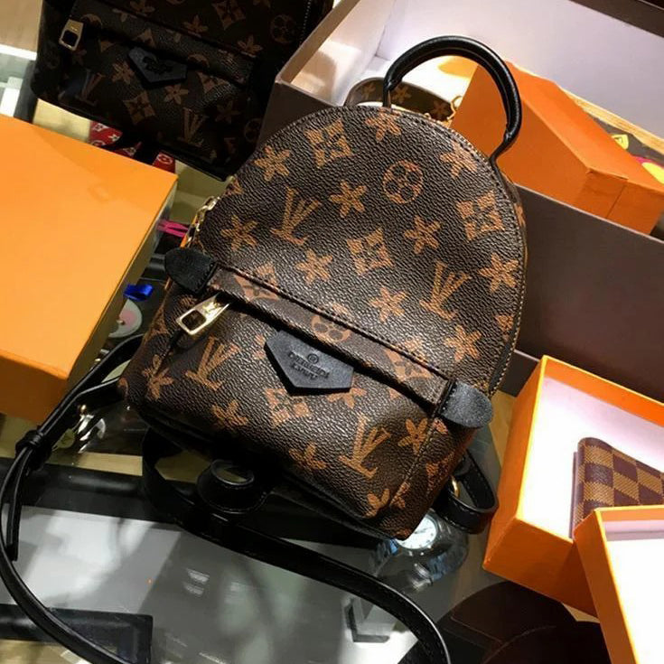 LV Louis Vuitton Women Casual School Bag Cowhide Leather Backpack from