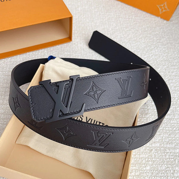 LV Louis Vuitton Classic Print Leather Smooth Buckle Belt