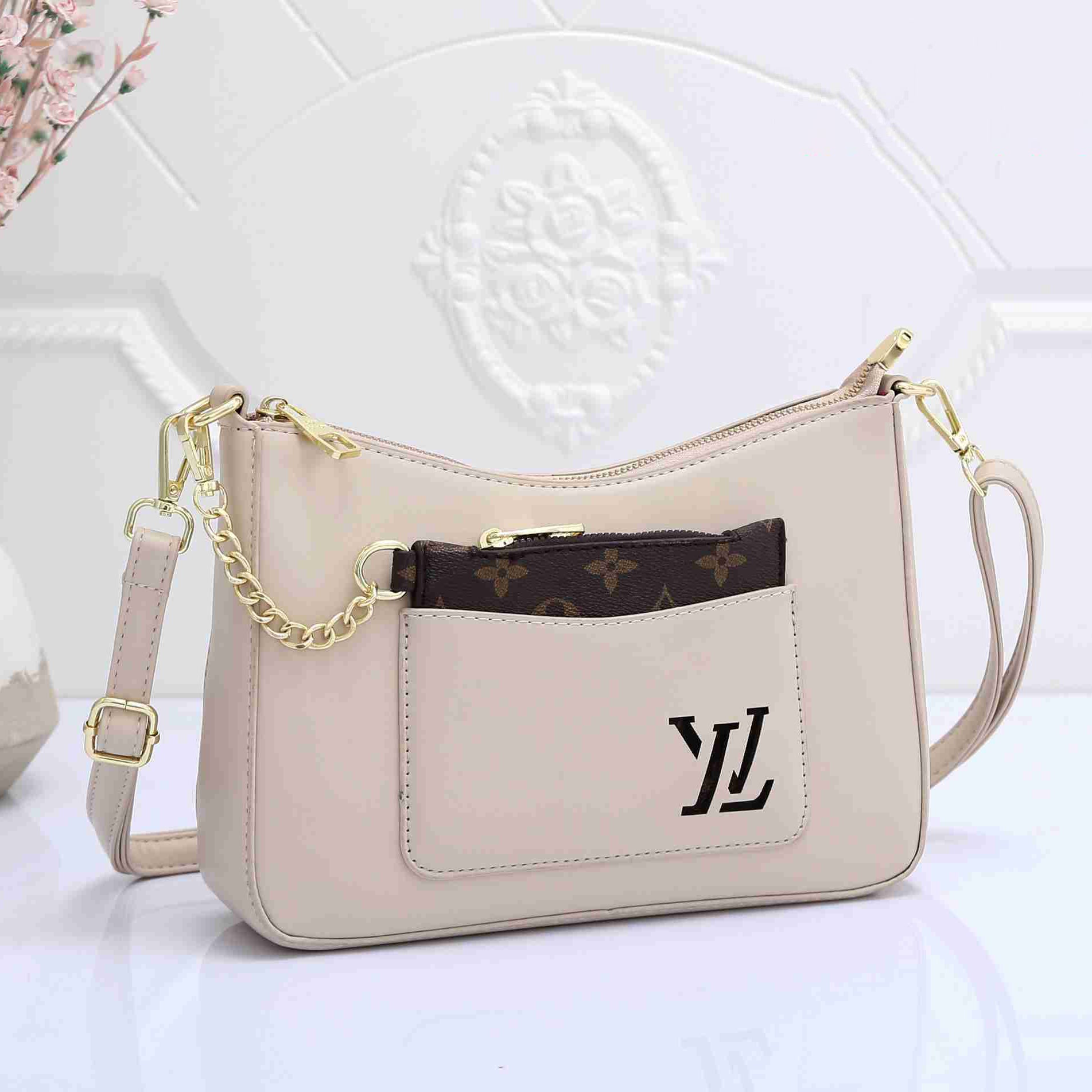 Louis Vuitton LV Fashion Classics Leather Shoulder Bag Two Piece