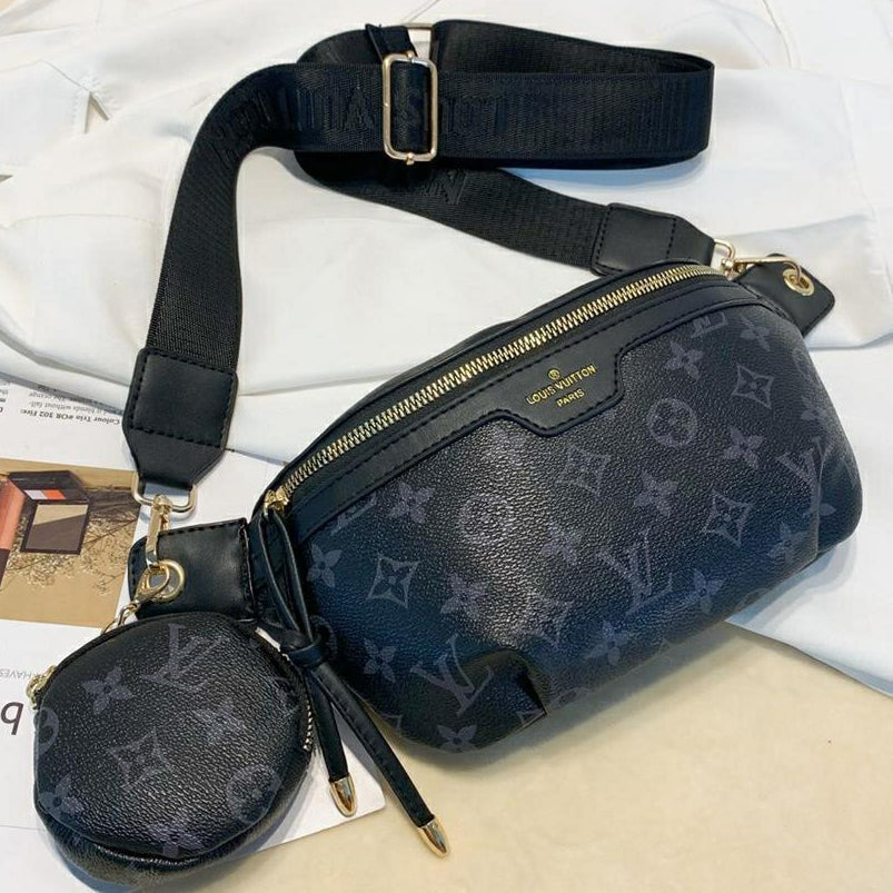 LV Louis Vuitton Letter Printing Two-Piece Shoulder Bag Messenge