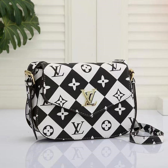 LV Louis Vuitton Pinhole Embroidered Letters Ladies Chain Crossbody