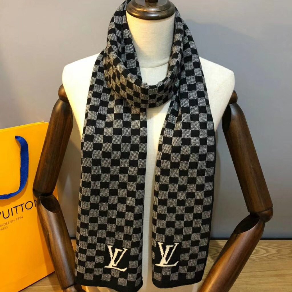 Louis Vuitton Scarf Inspired for Men, Brown LV Scarves and Wraps Inspired,  Fall and Winter Scarf for