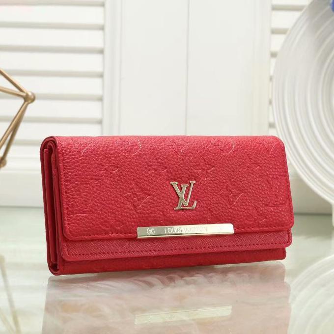 LV Louis Vuitton Fashion Classic Embossing Leather Wallet Purse