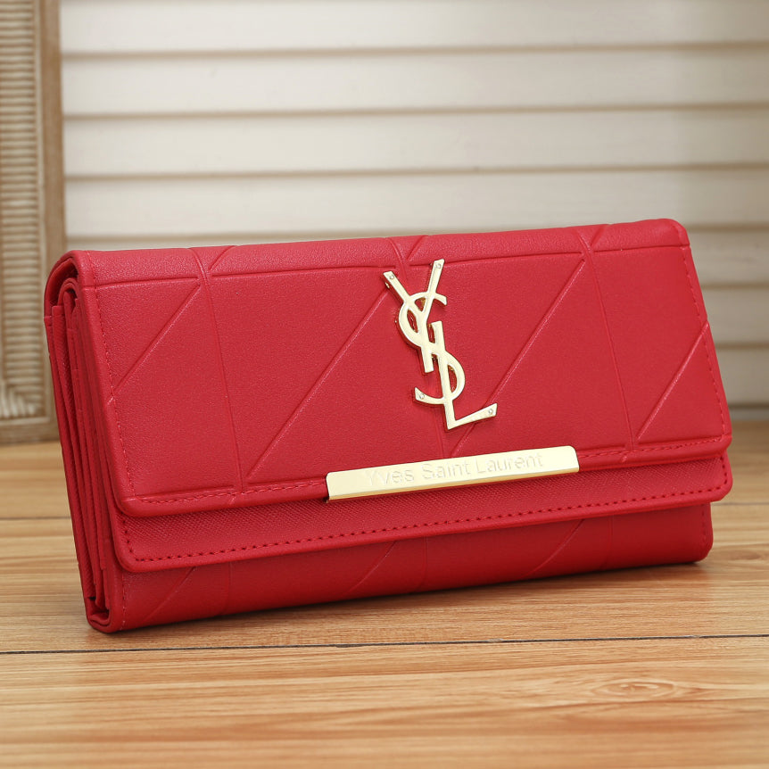 YSL Yves Saint laurent Women Fashion Leather Buckle Wallet Purse