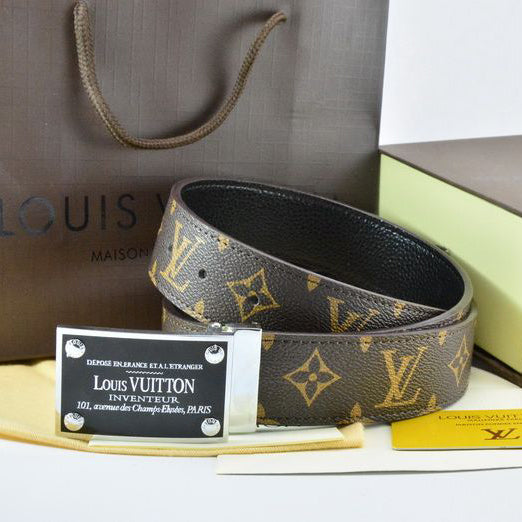 LV Louis Vuitton Fashion Classic Print Hasp Buckle Belt