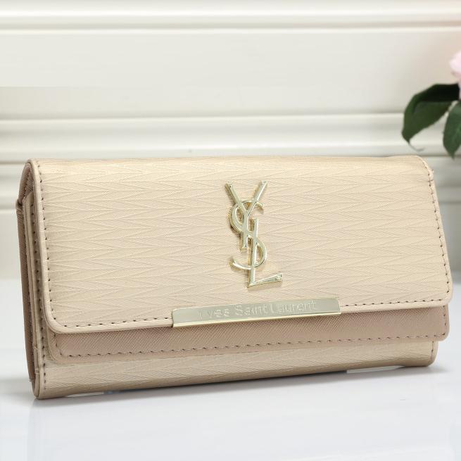 YSL Yves Saint laurent Women Shopping Leather Buckle Wallet Purse