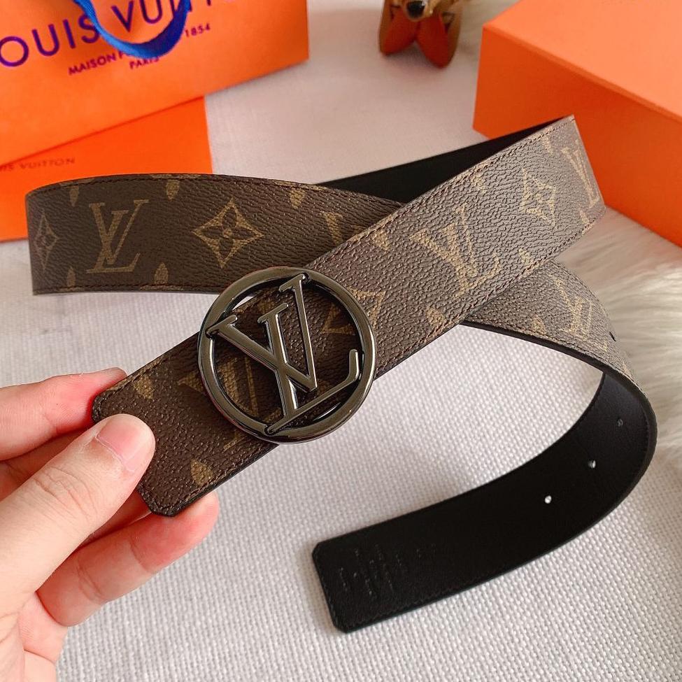 LV Louis Vuitton Classic Leather Smooth Buckle Belt