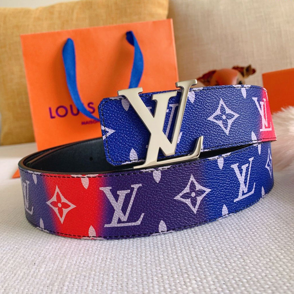 LV Louis Vuitton Classic Leather Smooth Buckle Multicolor Belt