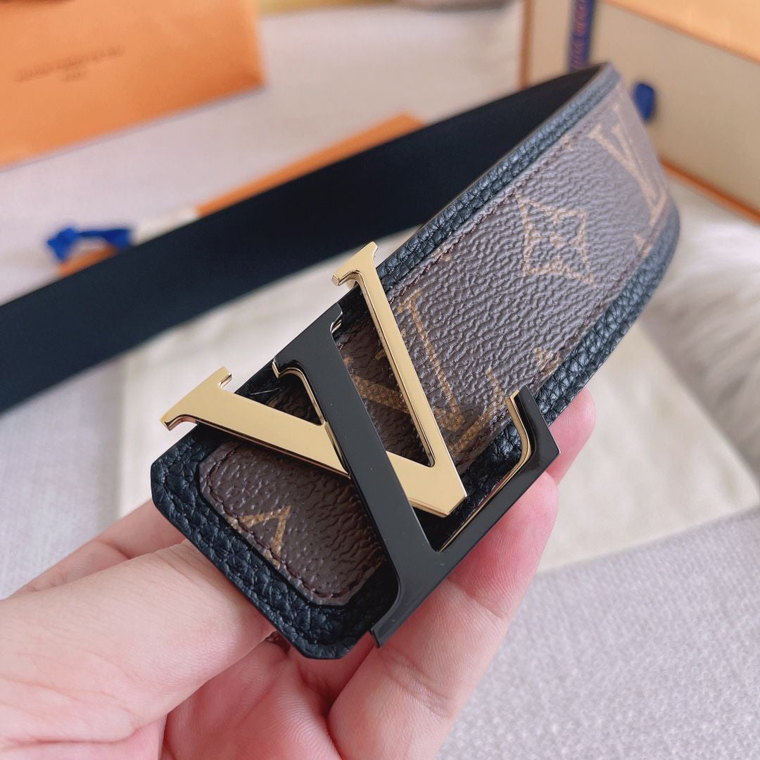 LV Louis Vuitton Classic Leather Smooth Buckle Belt