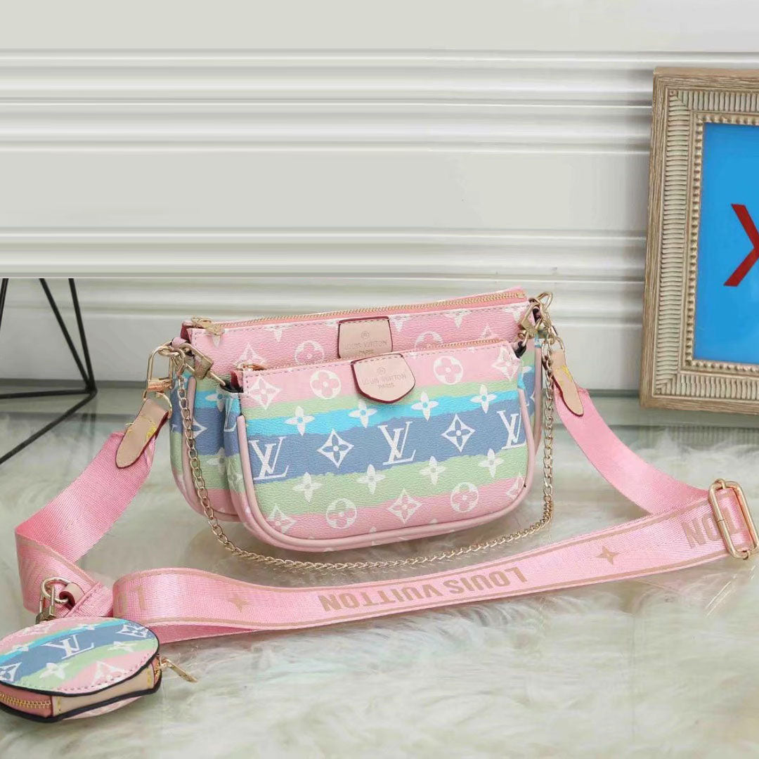 Louis Vuitton Fashion Leather Handbag Crossbody Shoulder Bag Satchel Two Piece Set