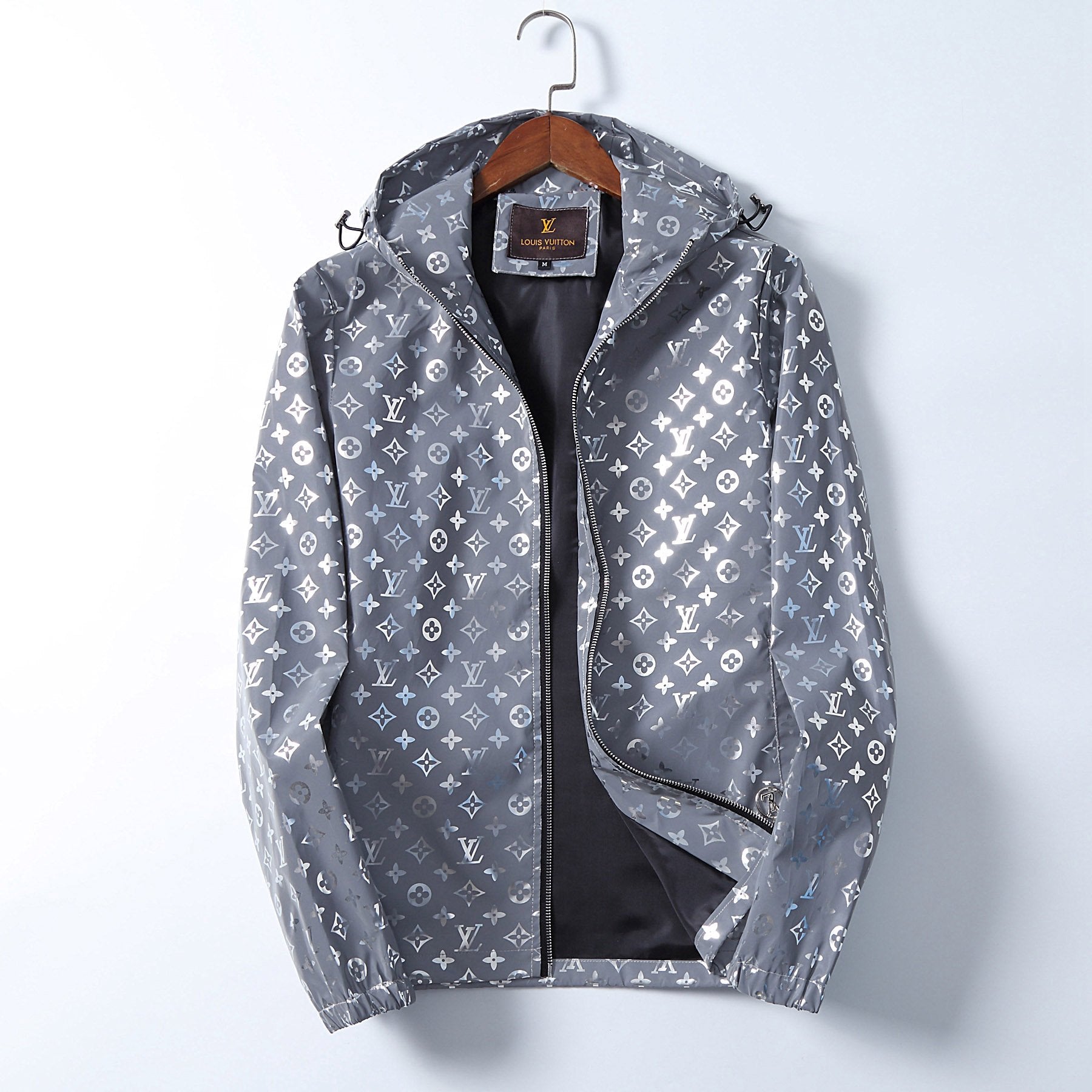 LV Louis Vuitton Classic Fashion Open Placket Hooded Jacket Coat