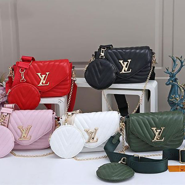 Louis Vuitton LV Hot Sale Two-Piece Set Rhombic Pattern Tote Messenger Bag Coin Purse Fashionable La