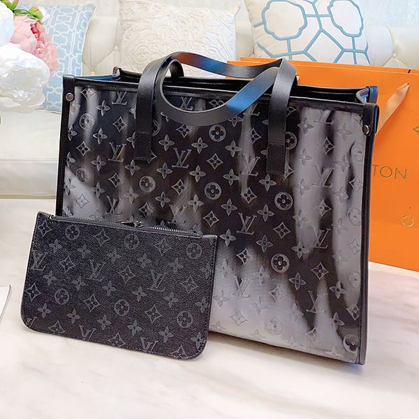 Louis Vuitton LV Popular Women Shopping Leather Handbag Tote Shoulder Bag Purse Wallet Set Two-Piece