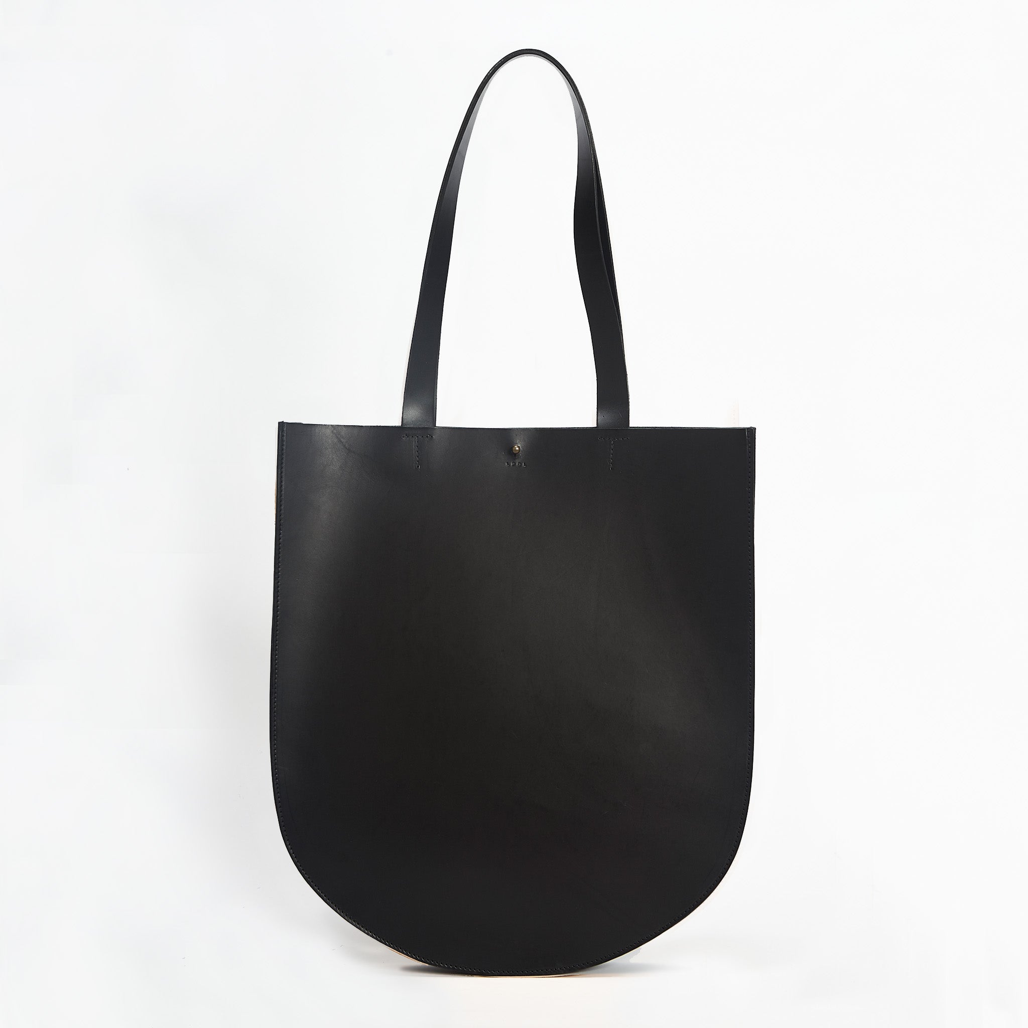 Unisex Black Leather Arch Tote Bag | LPOL