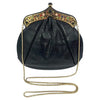 Judith Leiber Black Lizard Gemstone Top Handle Shoulder Bag | Luxury Designer Handbag for Women