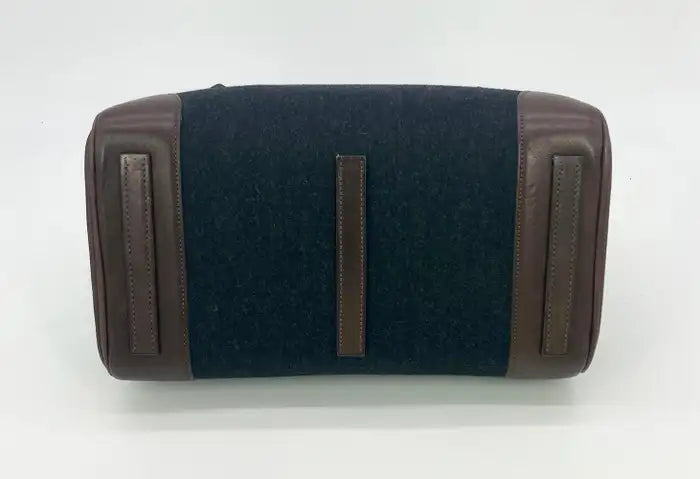 Ralph Lauren Rickey Bag | Genuine Leather & Wool Blend | Black & Brown Designer Handbag