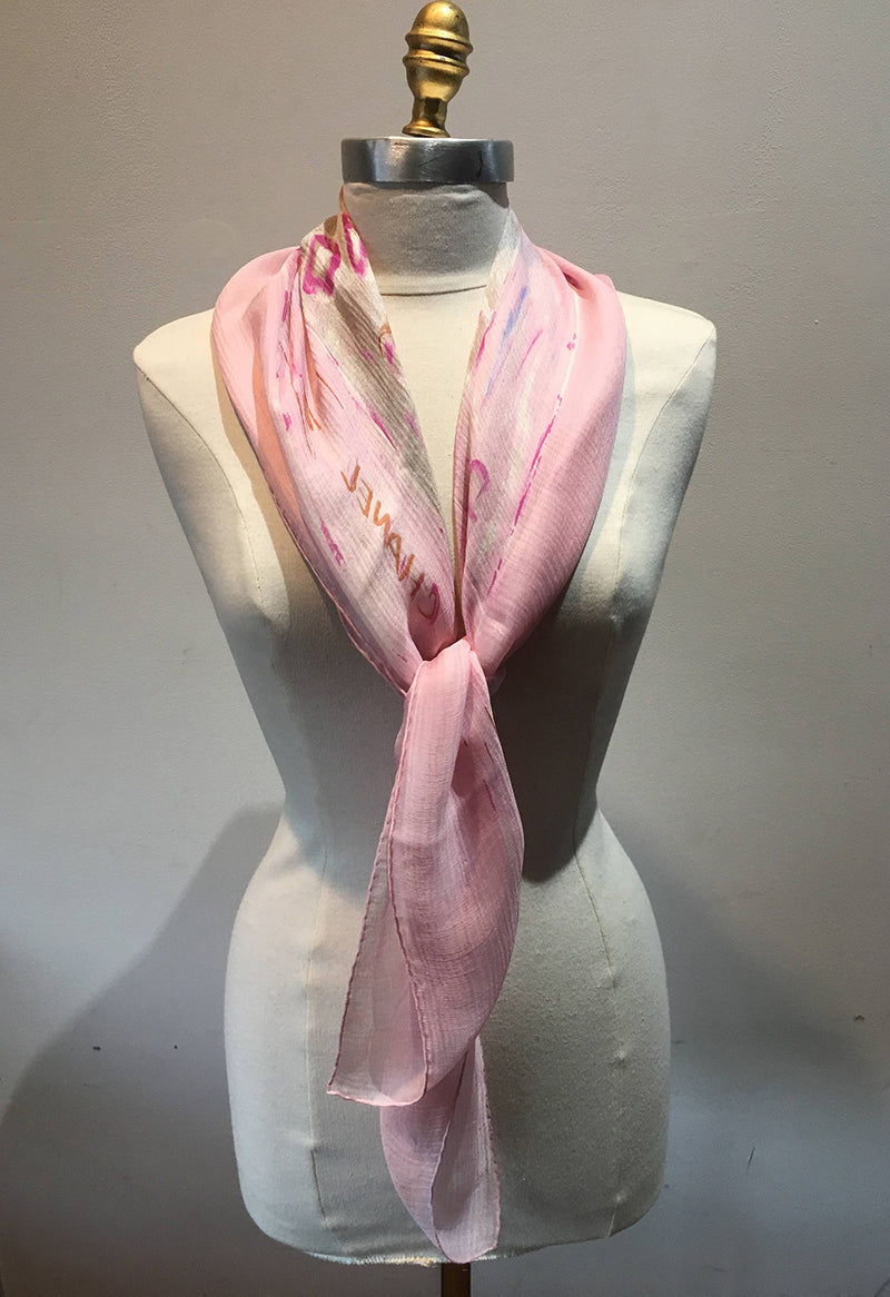 Chanel scarf 2021 CC pink silk ref323729  Joli Closet