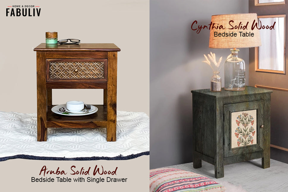 wooden bedside tables