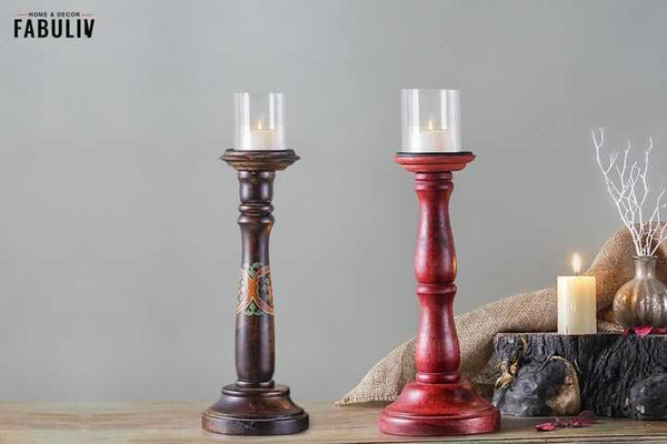 candle stands wooden