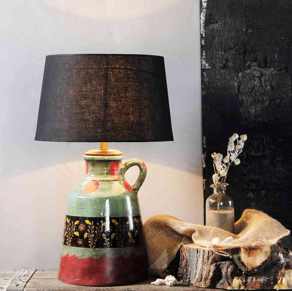 Estella Hand Painted Antique Half Glossy Table Lamp