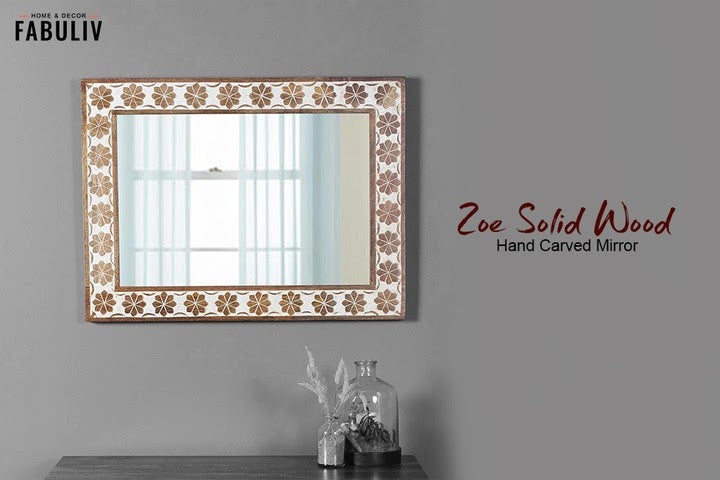 solid wood carved wall mirror