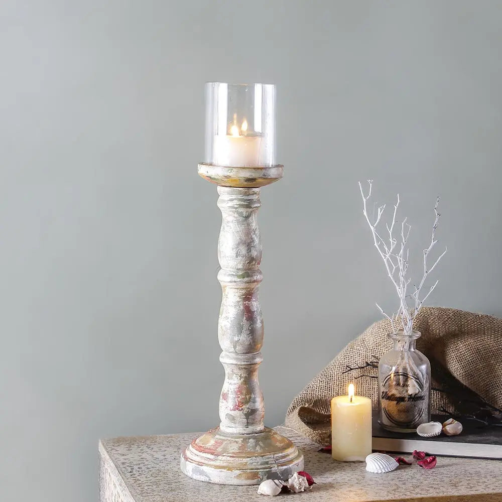 white candle stand