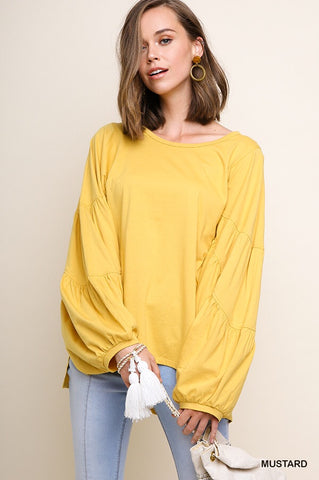 mustard yellow bell sleeve top