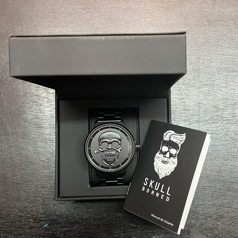 DÚO DE RELOJ Y PULSERA MEN BLACK EDICIÓN ESPECIAL – SKULLBORNED