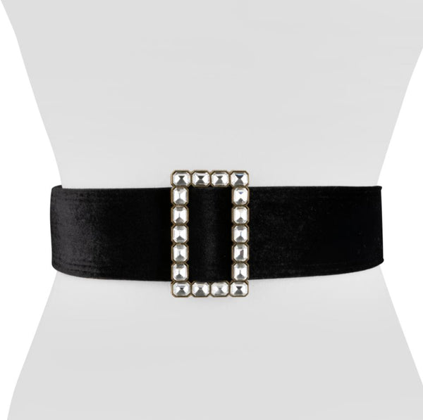 Women's Designer Velvet Round Buckle Belt