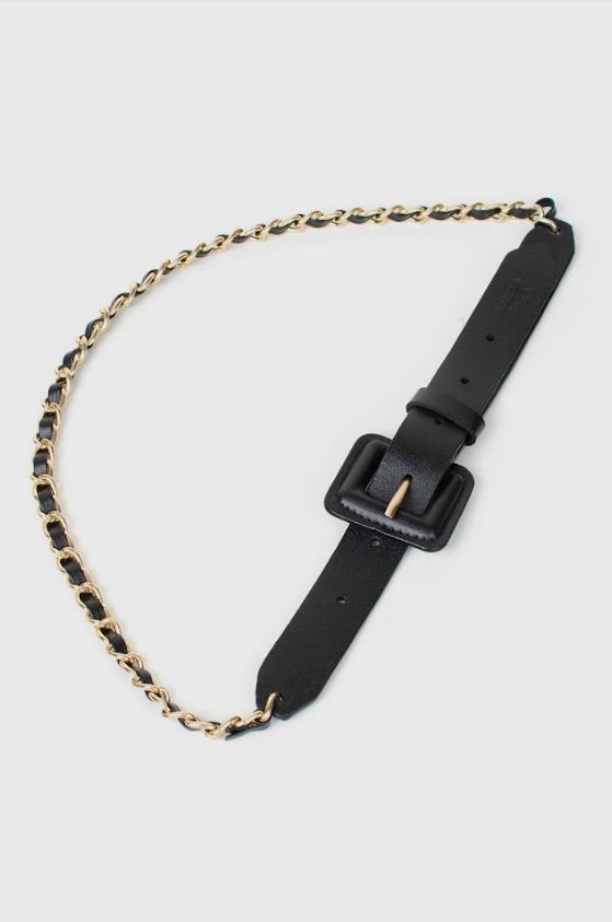 Women's Gold Chain Waist Belt - A New Day™ Black XL - Yahoo Shopping