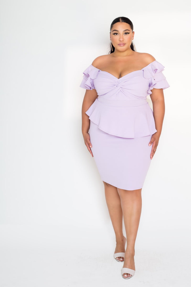 lilac peplum dress