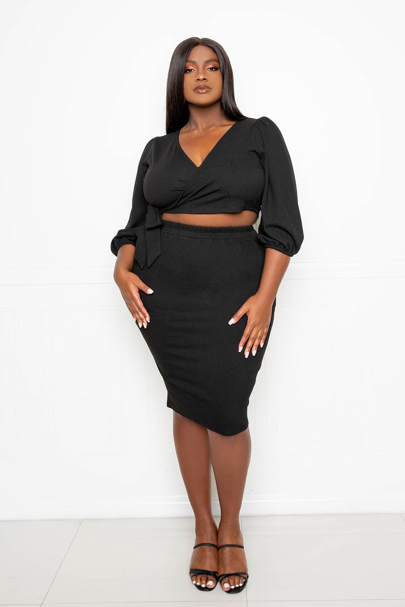 high waist skirt and crop top for plus size