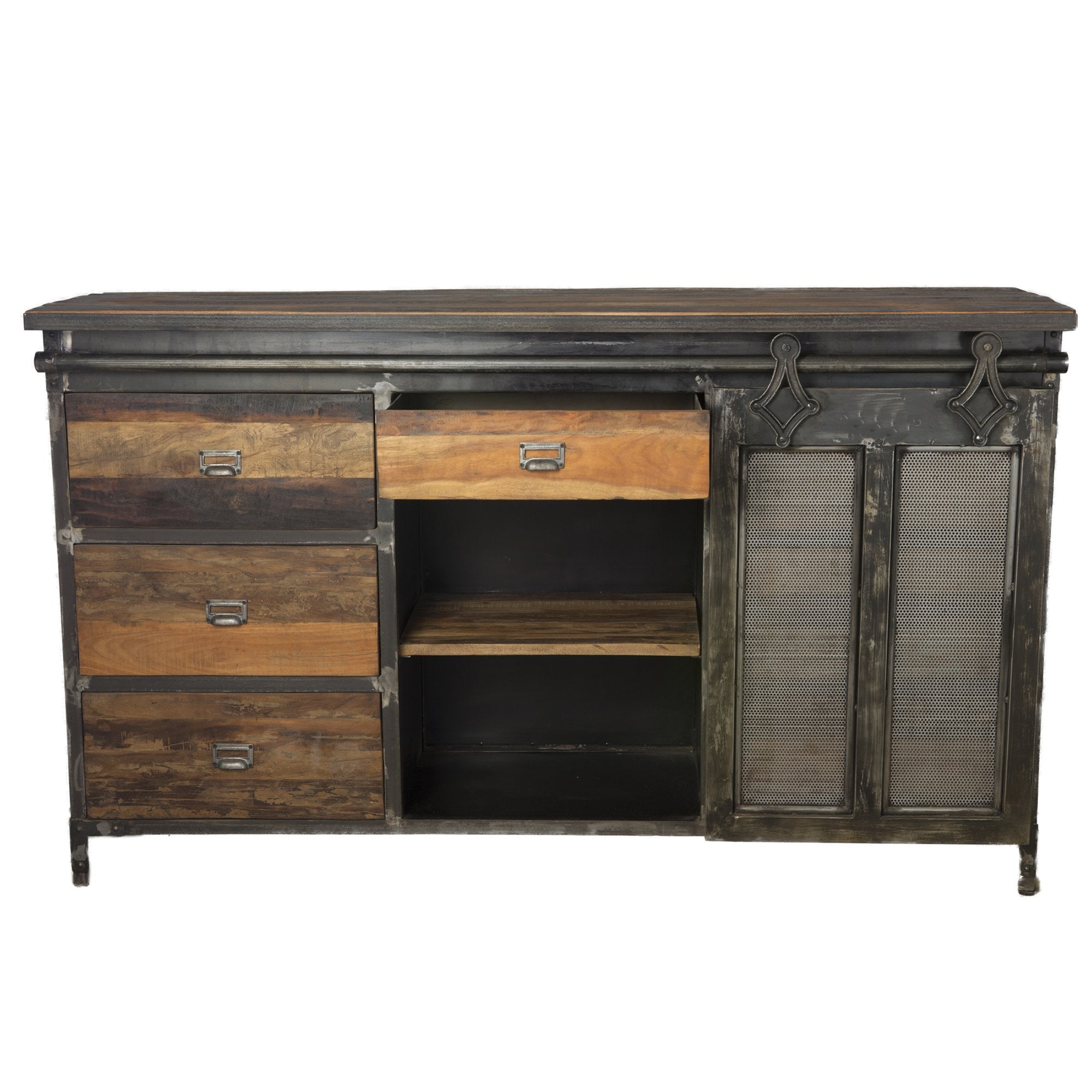 Rustic Industrial Reclaimed Wood And Metal Screen Dresser