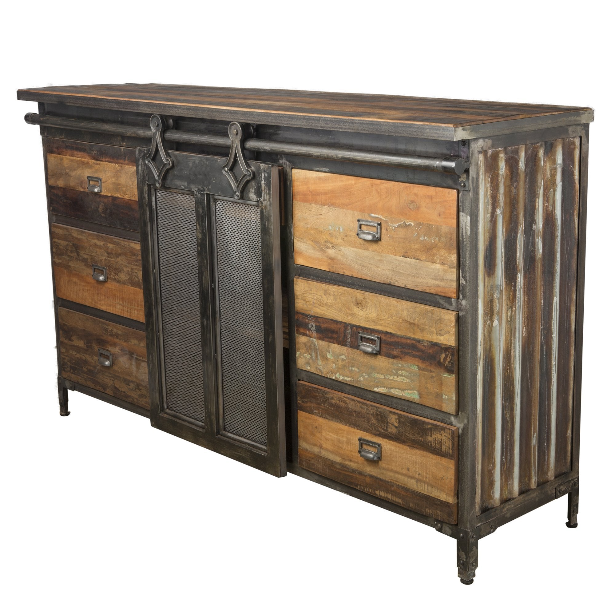 Rustic Industrial Reclaimed Wood And Metal Screen Dresser